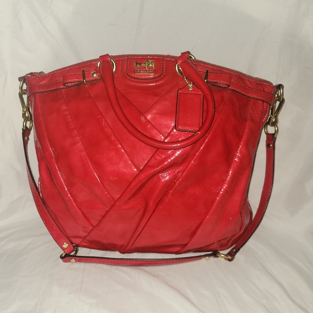 Patent leather coach handbag